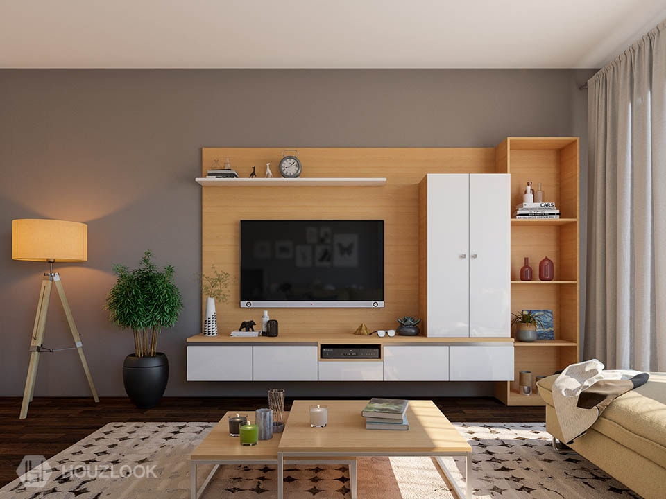 Modern Living Room Tv Unit With Pooja Unit : Tv Unit Design Woodlab ...
