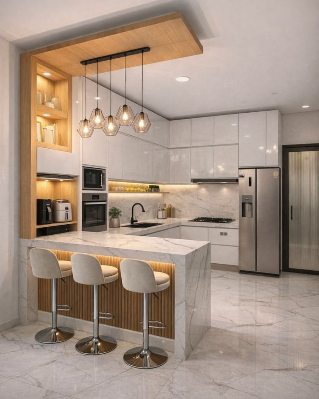 Kitchen layout design reference 3 by Houzlook Interior Designers