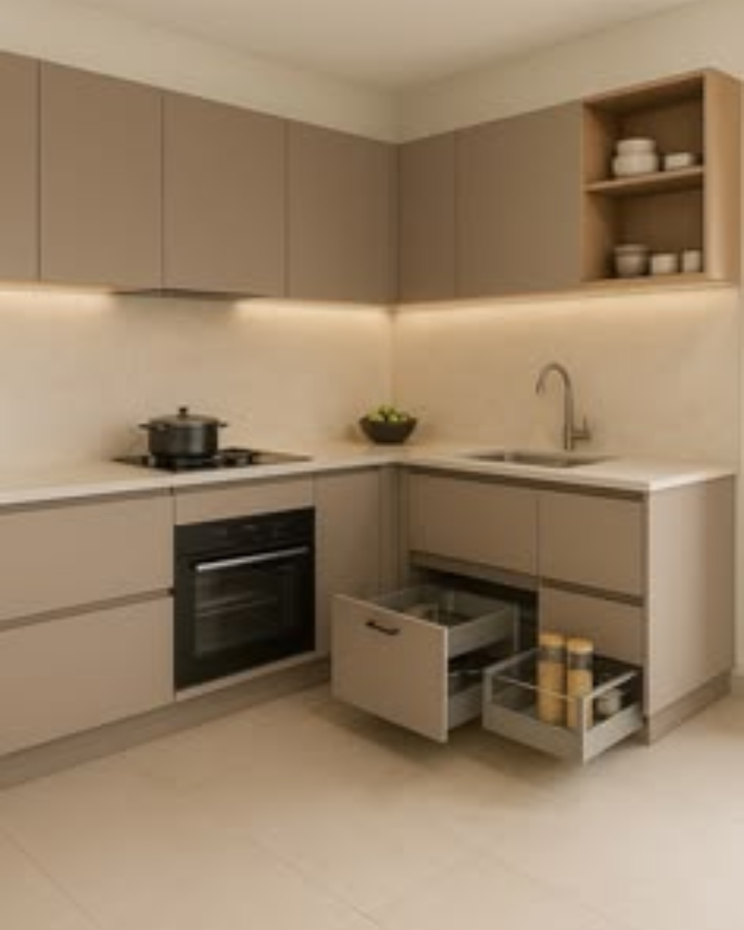 Kitchen layout design reference 1 by Houzlook Interior Designers
