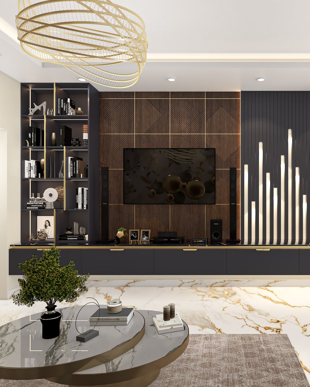 Living Room Interior Design visual reference 3 by Houzlook Interior Designers