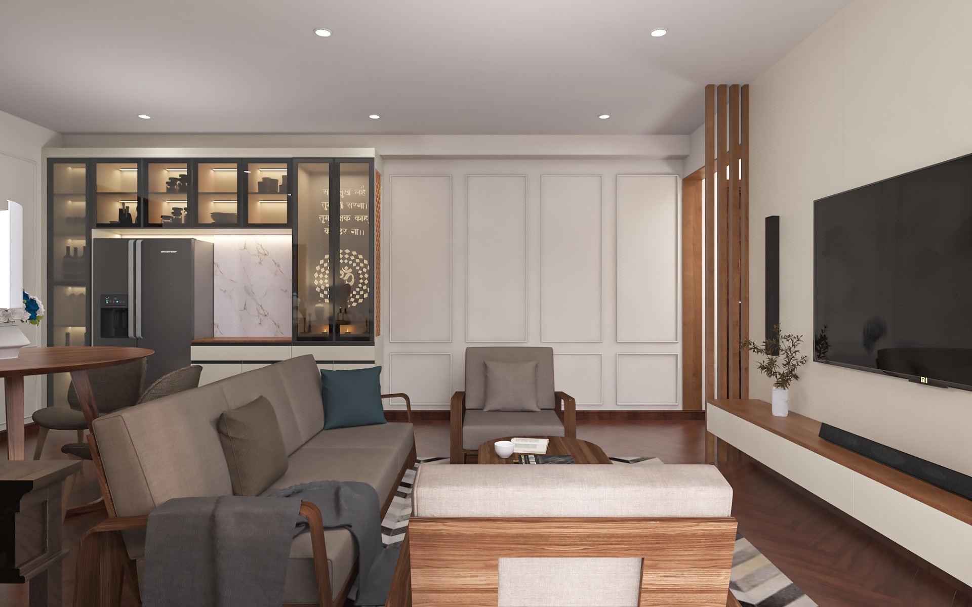 False ceiling and lighting design for a Bangalore living room